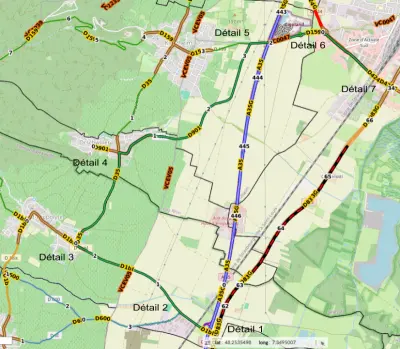 Travaux D83, secteur Saint-Hippolyte, entre l'échangeur avec l'A35 et Sélestat.