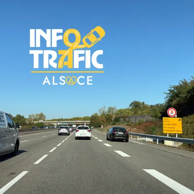 Travaux M35, sens Colmar > Strasbourg avant l’échangeur du Baggersee