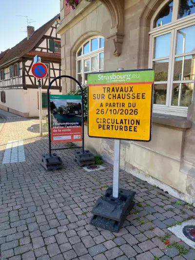 Travaux Lampertheim, rue de Mundolsheim comprise entre le carrefour de la Mairie et le restaurant Steinmueh.