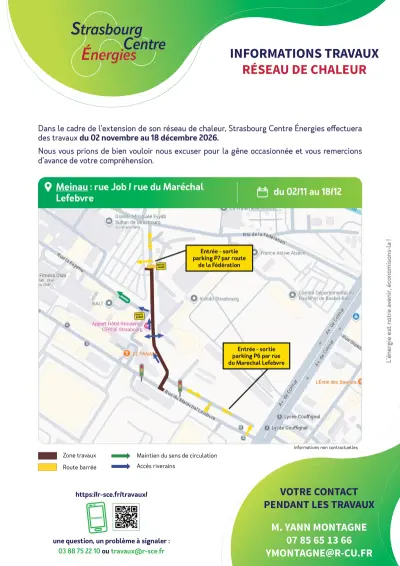 Travaux Strasbourg, secteur Meinau, Rue Job et Rue du Maréchal Lefebvre.