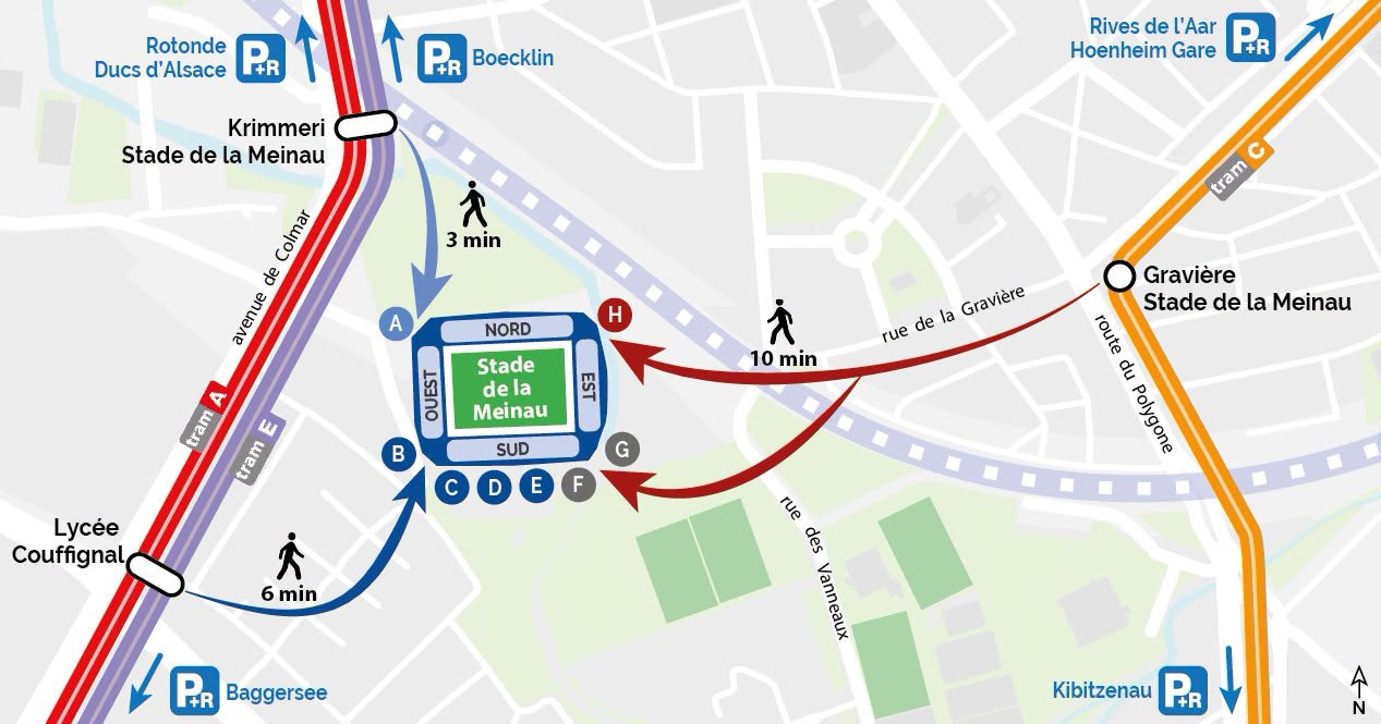 Acc&egrave;s &agrave; pied au stad